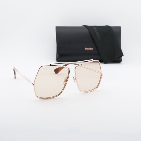 Max Mara Elsa MM0006 28E Geometric Sunglasses - Shiny Rose Gold/Brown main image 4
